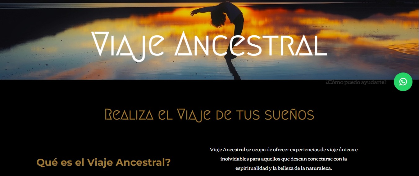 Landing Page - One page site . Viaje Ancestral. Agencia de Viaje. España